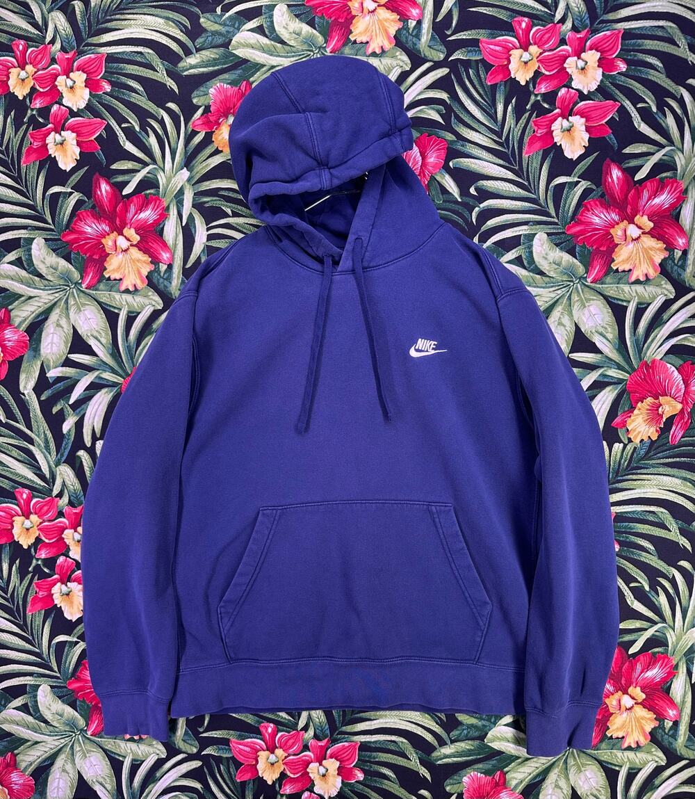 Nike Navy White Swoosh Hoodie Size Large